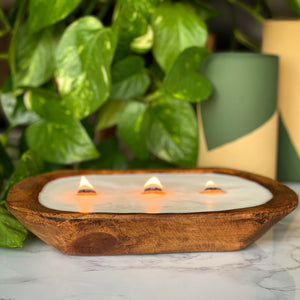 Wooden Dough Bowl Candle